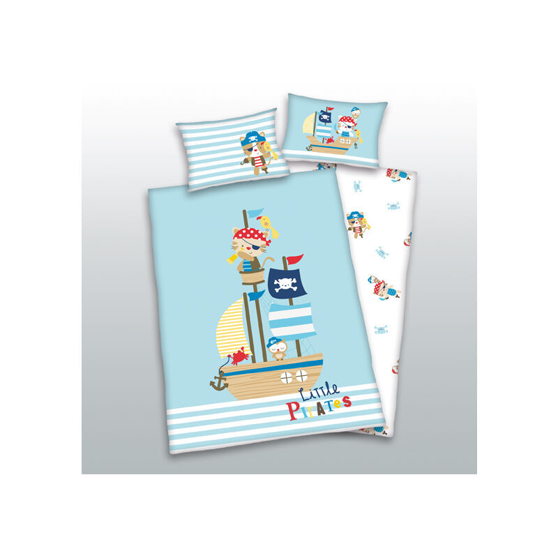 Herding - Literie en coton 100x135 Mali Pirates 7499 Bateau pour un lit