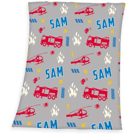 Herding Coperta in Pile, Sam il Pompiere, 130 x 170 cm, Si Illumina al Buio, Glow in the dark, 100% Poliestere, Pile