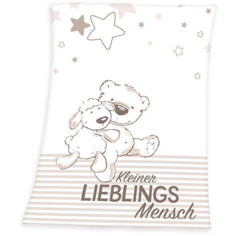 Herding Fynn Coperta per Bambini, Lieblingsmensch, 75 x 100 cm, Microfibra, Bianco