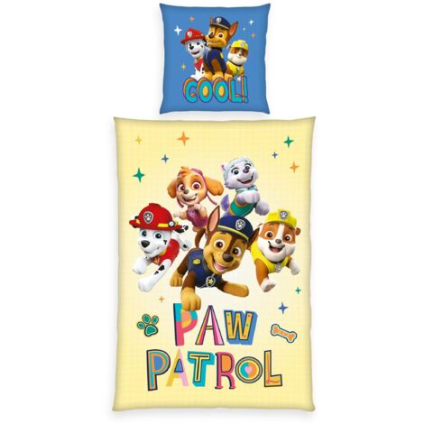 Herding Set di Biancheria da Letto, Paw Patrol, Federa 80 x 80 cm con Chiusura a Cerniera e Motivo Reversibile, Copripiumino 135 x 200 cm con Chiusura a Cerniera, 100% Cotone/Renforcé