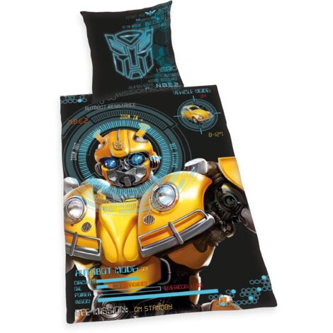 Herding TRANSFORMERS BUMBLEBEE Set di Biancheria da Letto Reversibile, Federa 80 x 80 cm, Copripiumino 135 x 200 cm, Cotone/Renforcé, Con cerniere di qualità