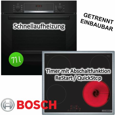 Herdset BOSCH Backofen mit Glaskeramikkochfeld Edelstahlrahmen - autark, 60 cm