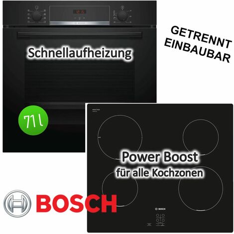 Herdset BOSCH Backofen mit Induktionskochfeld schwarz - autark, 60 cm