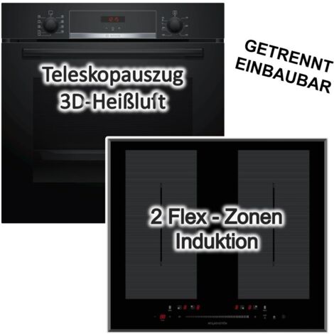 HERDSET Bosch XXL-Backofen + Induktionskochfeld autark 60cm Teleskopführung EEK A