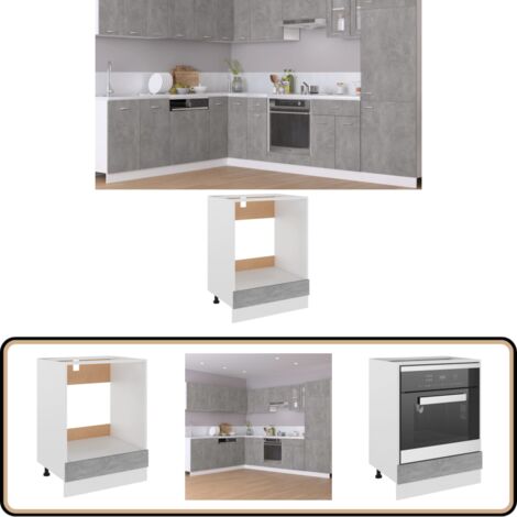 Herdumbauschrank Betongrau 60x46x81,5 cm Holzwerkstoff - Herdumbauschrank - Küchenmöbel - Holzschrank - Grau - Betongrau