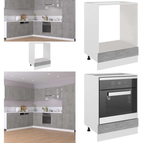 Herdumbauschrank Betongrau 60x46x81,5 cm Holzwerkstoff - Herdumbauschrank - Küchenmöbel - Holzschrank - Grau - Betongrau - Home & Living