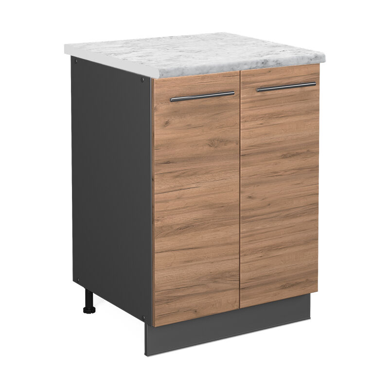 Küchenunterschrank Fame-line, Goldkraft Eiche, 60 Cm , Ap Marmor, Vicco