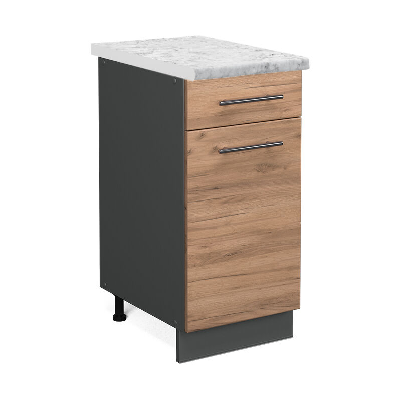 Küchenunterschrank Fame-line, Goldkraft Eiche, 40 Cm , Ap Marmor, Vicco