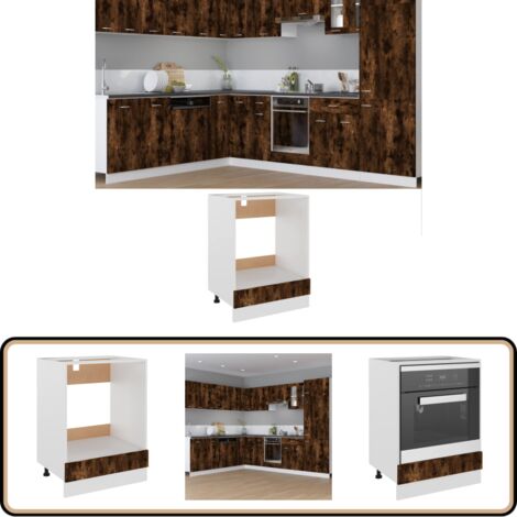 Herdumbauschrank Räuchereiche 60x46x81,5 cm Holzwerkstoff - Herdumbauschrank - Backofenschrank - Küchenmöbel - Holzschrank - Esszimmertisch