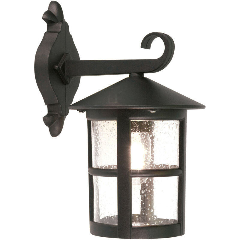 Hereford - 1 Light Outdoor Wall Lantern Light Black IP43, E27 - Elstead