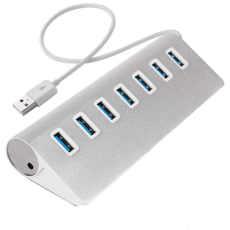 Herfair Hub USB 3.0 à 7 ports - Transfert de données haute vitesse - 4 ports USB - Répartiteur USB (7 ports)
