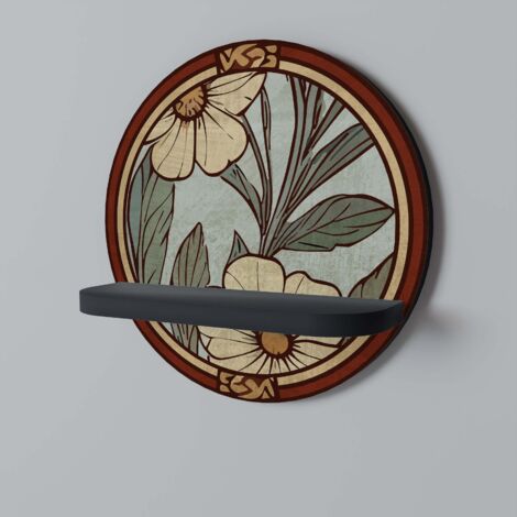 HERITAGE BLOSSOM Rundes Regal Schwarz