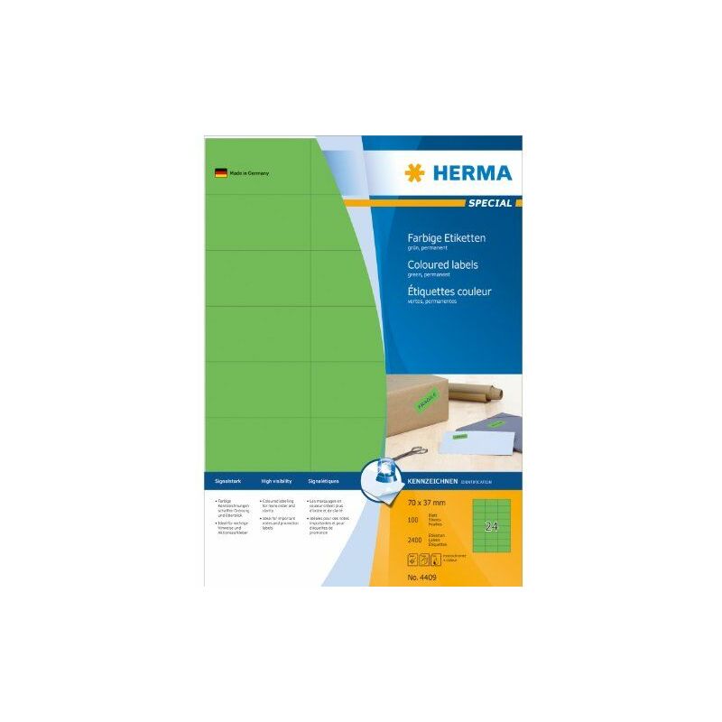 Image of HERMA 4409 etichetta autoadesiva Verde Rettangolo Permanente 2400 pezzo(i)