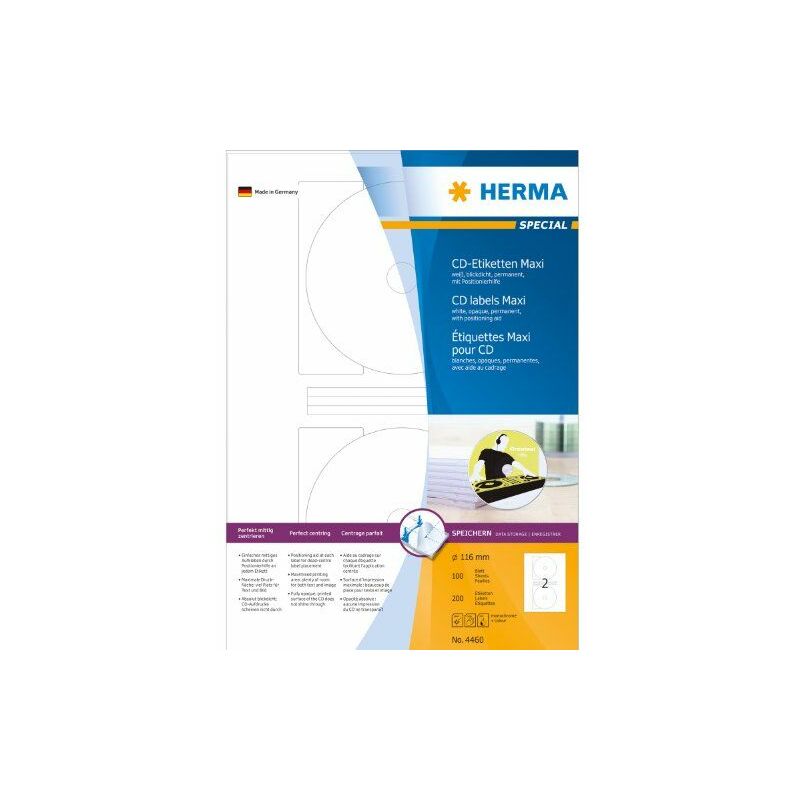Image of HERMA 4460 etichetta per stampante Bianco Etichetta per stampante autoadesiva
