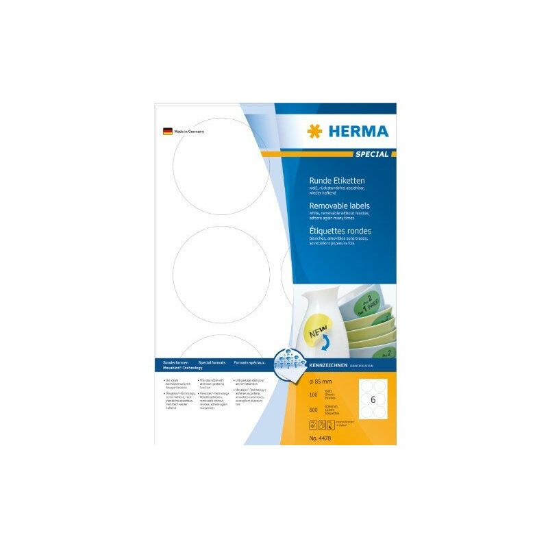 Image of 4478 etichetta per stampante Bianco Etichetta per stampante autoadesiva - Herma