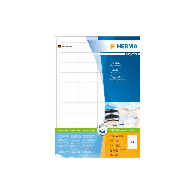 Image of 4608 etichetta per stampante Bianco Etichetta per stampante autoadesiva - Herma