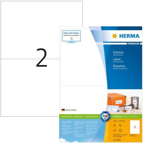 HERMA 4628 etichetta autoadesiva Bianco Rettangolo Permanente 400 pezzo(i)