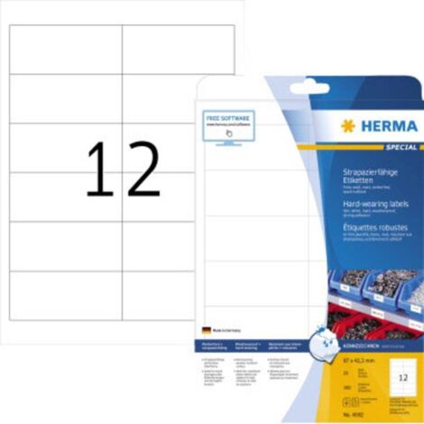 Herma 4692 Etichetta a pellicola 97 x 42.3 mm Pellicola in poliestere Bianco 300 pz. A tenuta extraforte Stampante lase