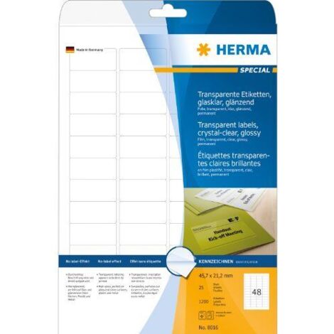 HERMA 8016 etiqueta de impresora Transparente Etiqueta para impresora autoadhesiva