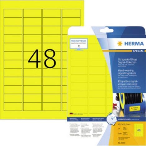 Herma 8030 Etichetta a pellicola 45.7 x 21.2 mm Pellicola in poliestere Giallo 1200 pz. A tenuta extraforte Stampante l