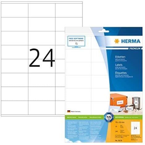 HERMA 8638 etiqueta autoadhesiva Blanco Rectángulo Permanente 240 pieza(s)