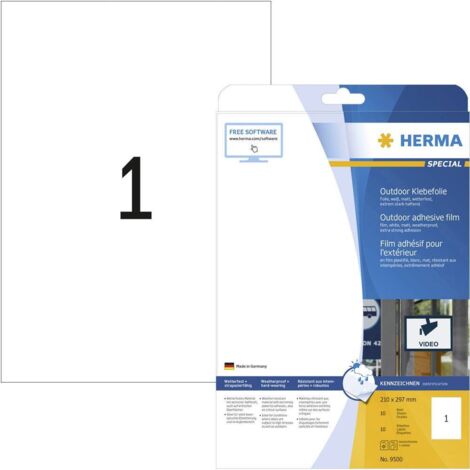 Herma 9500 Etichetta a pellicola 210 x 297 mm Pellicola in polietilene Bianco 10 pz. A tenuta permanente Stampante lase