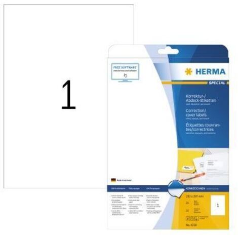HERMA Abdecketik. A4 weiß 210x297   mm Papier opak   25 St. (4230)