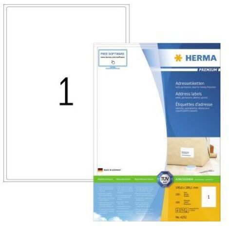 HERMA Adressetiketten A4 weiß 199,6x289,1 mm Papier 100 St. (4252)