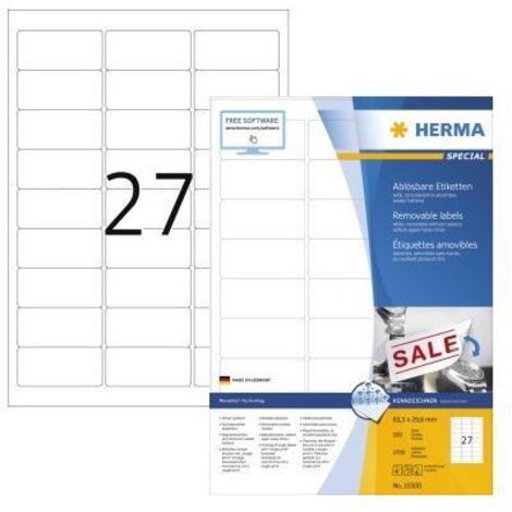 Herma Adr.Etik. Movab. 63,5x29,6 100 Bl. DIN A4 2700 Stück  10300