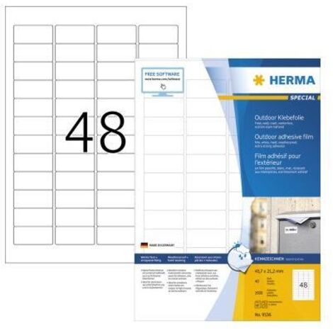 HERMA Etik. A4 Outdoor Klebefolie weiß 45,7x21,2mm 1920 St. (9536)