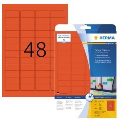 HERMA Etiketten A4 rot  45,7x21,2 mm Papier matt 960 St. (4367)