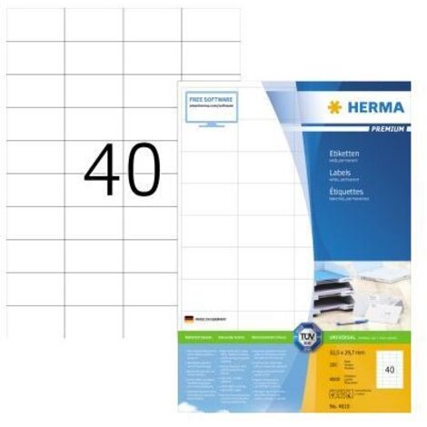 HERMA Etiketten A4 weiß 52,5x29,7 mm Papier matt 8000 St. (4610)