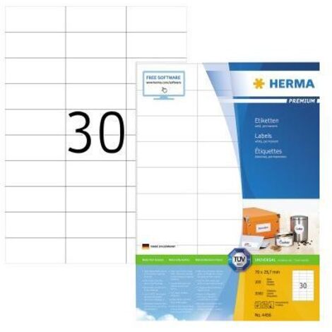 HERMA Etiketten Premium A4 70x29.7 mm wei&szlig Papier matt 3000 St.