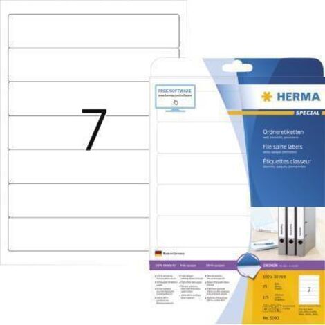 Herma Etiq. classeur      192X38 25f. DIN A4 175 pcs blanc   5090