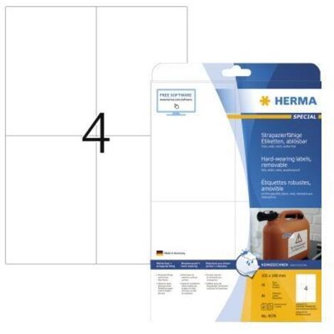 HERMA Folien-Etiketten A4 105x148mm   weiß ablösbar    80St. (4576)