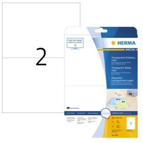 HERMA Folienetikett HERMA SPECIAL 210 x 148 mm (B x H) transparent 50 Etik./Pack.