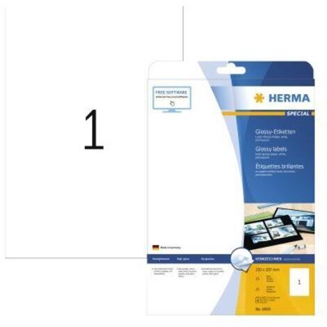 Herma Laser glossy Etik. 210x297 25 Blatt DIN A4 25 Stück    4909