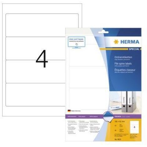 HERMA Ordneretiketten A4 weiss 192x61 mm Papier opak 40 St. (8621)