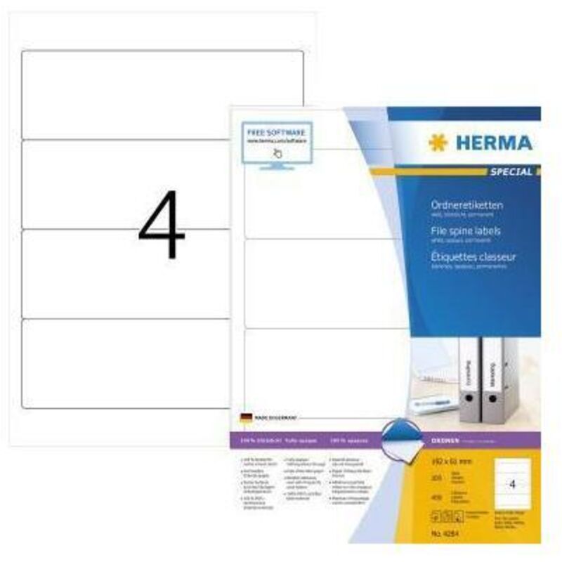 Ordnerrückenetikett breit/kurz 61 x 192 mm (B x H) selbstklebend ohne Griffloch weiß 400 Etik./Pack.