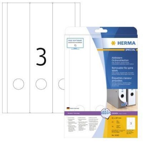 HERMA Ordneretiketten A4 weiss 61x297 mm ablösbar opak 75 St. (10185)