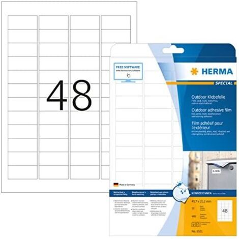 HERMA Outdoor Etikett Special 9531 45,7x21,2mm weiß 480 St./Pack.
