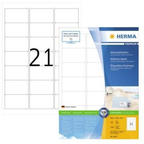 Herma Prem. Adr.Etik.  63,5x38,1 100 Blatt DIN A4 2100 Stück 4677