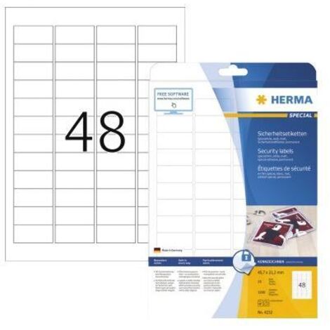 HERMA Sicherheitsetiketten weiß 45,7x21,2 mm Folie 1200 St. (4232)