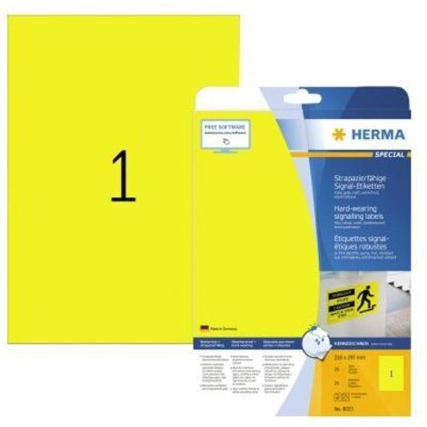 HERMA Signal-Schilder A4 210x297 mm gelb Folie 25 St. (8033)