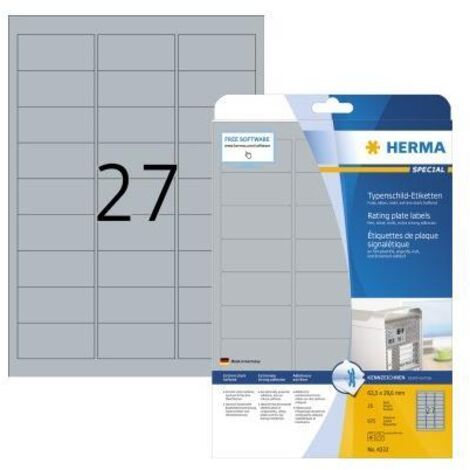 Herma Typensch. Etik.  63,5x29,6 25 Blatt DIN A4 675 Stück   4222