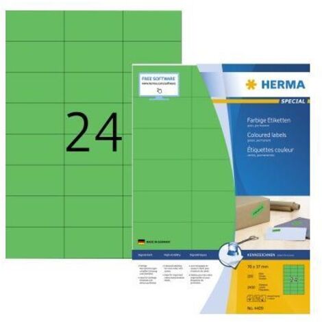 HERMA Universaletikett HERMA farbig 70 x 37 mm (B x H) nicht wieder ablösbar Papier grün 2.400Etik./Pack.