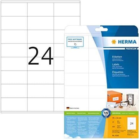 HERMA Universaletikett PREMIUM 70 x 36 mm (B x H) Papier weiß 600 Etik./Pack.