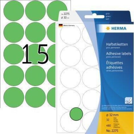 HERMA Vielzwecketiketten grün 32 mm rund Papier 480 St.