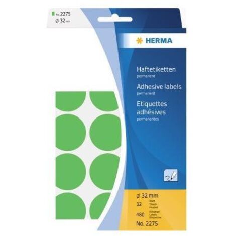 Herma Vielzwecketik.grün rund 32 32 Blatt 111x170 480 Stück  2275