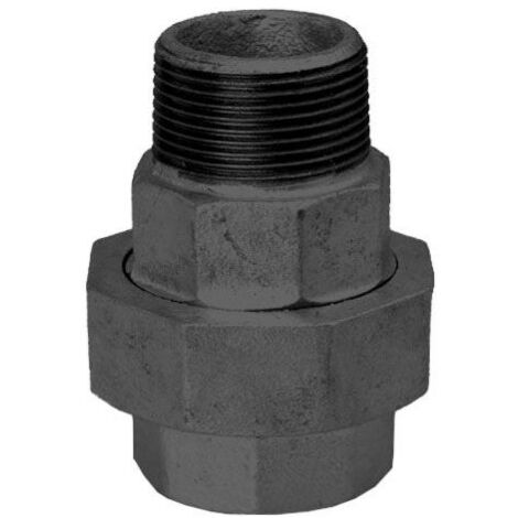 Hermann Schmidt Temperguss 331 Verschraubung 14331050 DN 50, 2", flach dichtend, IG/AG, schwarz